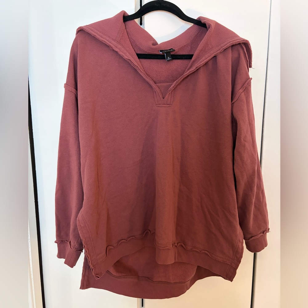 Torrid Dusty Rose Fleece V Neck Sweatshirt
